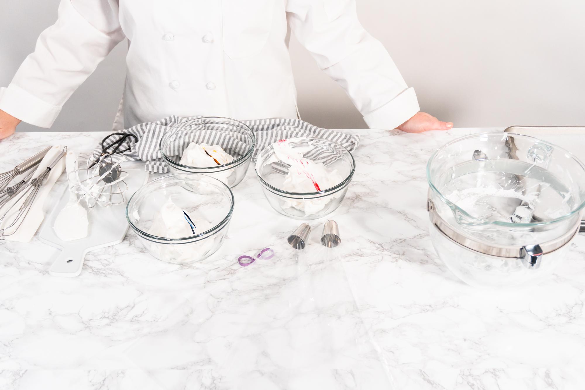 Intimate cooking studio with marble counter and tools